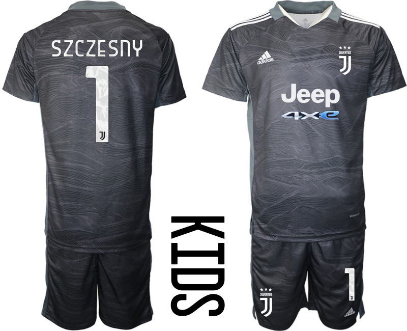 Youth 2021-2022 Club Juventus black goalkeeper #1 Soccer Jersey->customized soccer jersey->Custom Jersey
